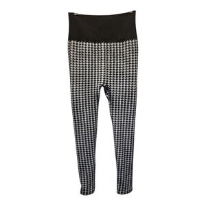 Black and White Houndstooth Leggings with Wide Comfortable Waistband - Size 1X